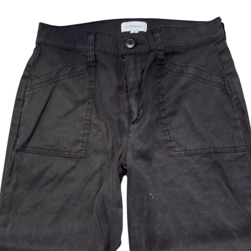 Evereve Linen Blend Black Pants, Size 27, High Waist, Straight, Dress Pant - Picture 3 of 6